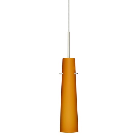 Besa Lighting Camino Cord Pendant, Amber Matte, Satin Nickel Finish, 1x50W Candelabra 1BT-567480-SN